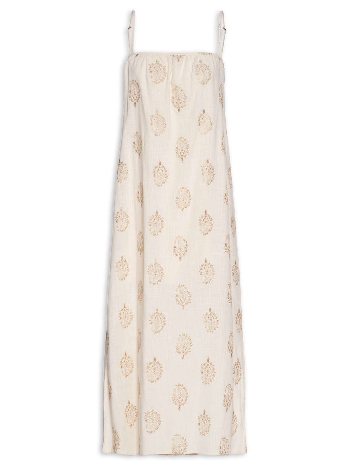 Vestido Alça Bordado Atalaia - Bege