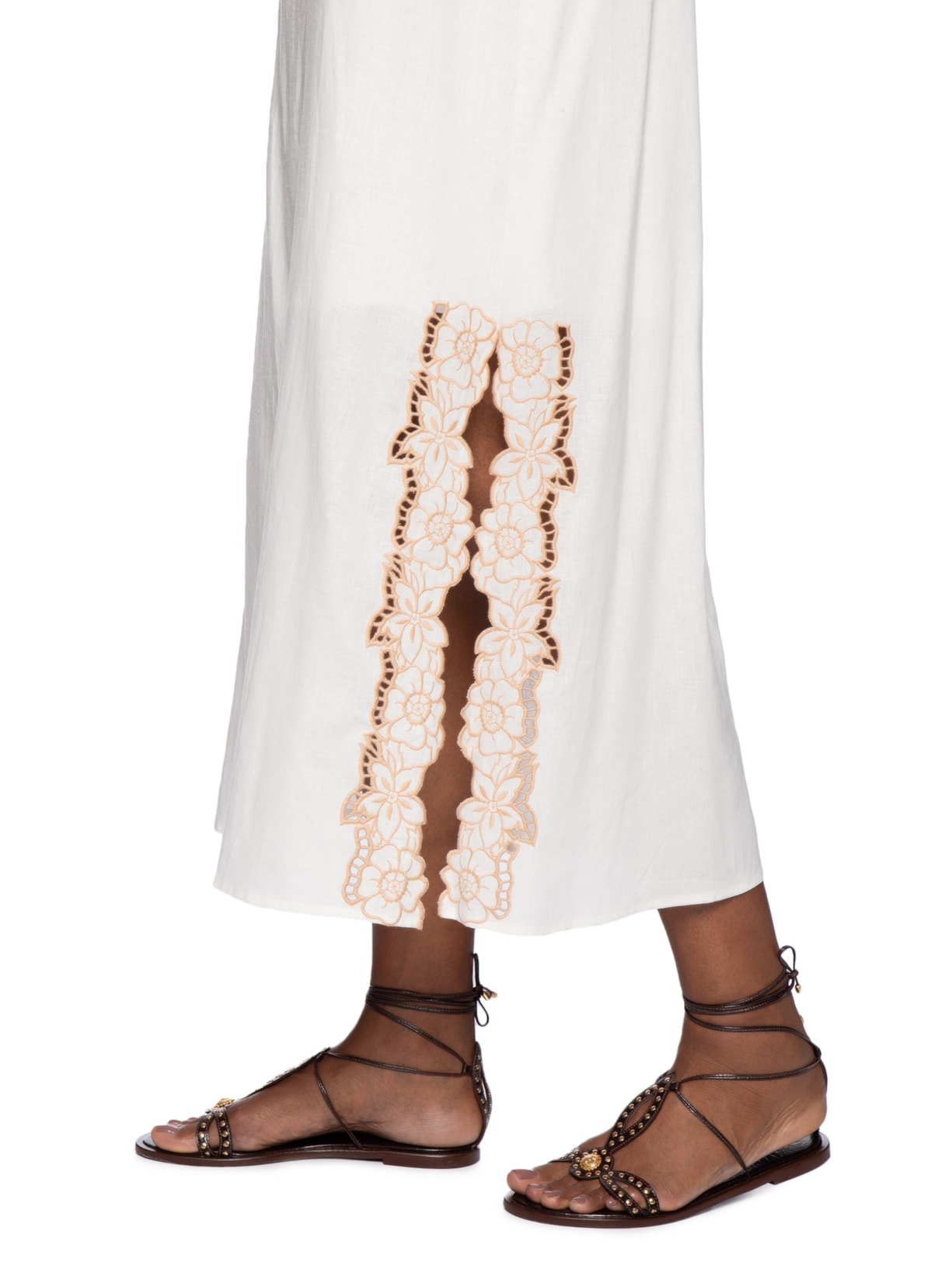 Vestido Alça Bordado Lotus Branco Maria Filó