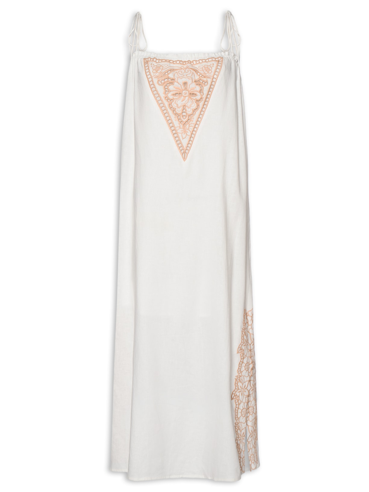 Vestido Alça Bordado Lotus - Branco