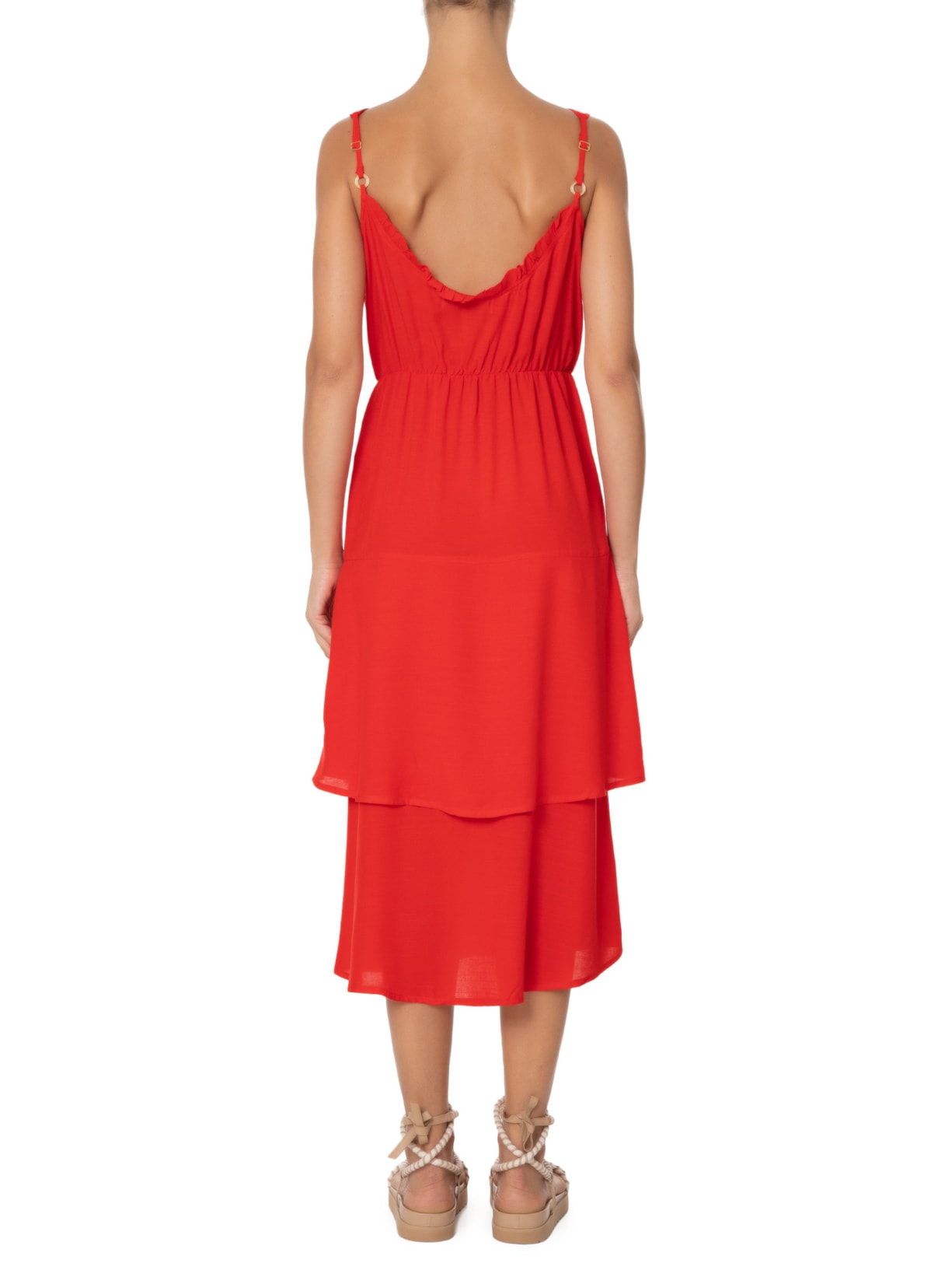 Vestido Alça Cruzada Vermelho Maria Filó