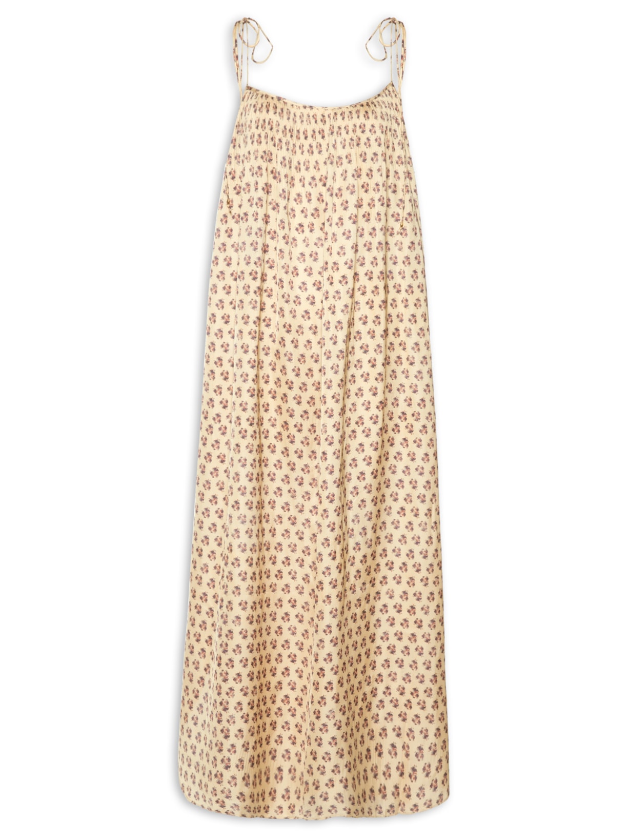 Vestido Alça Estampa Papiro - Bege