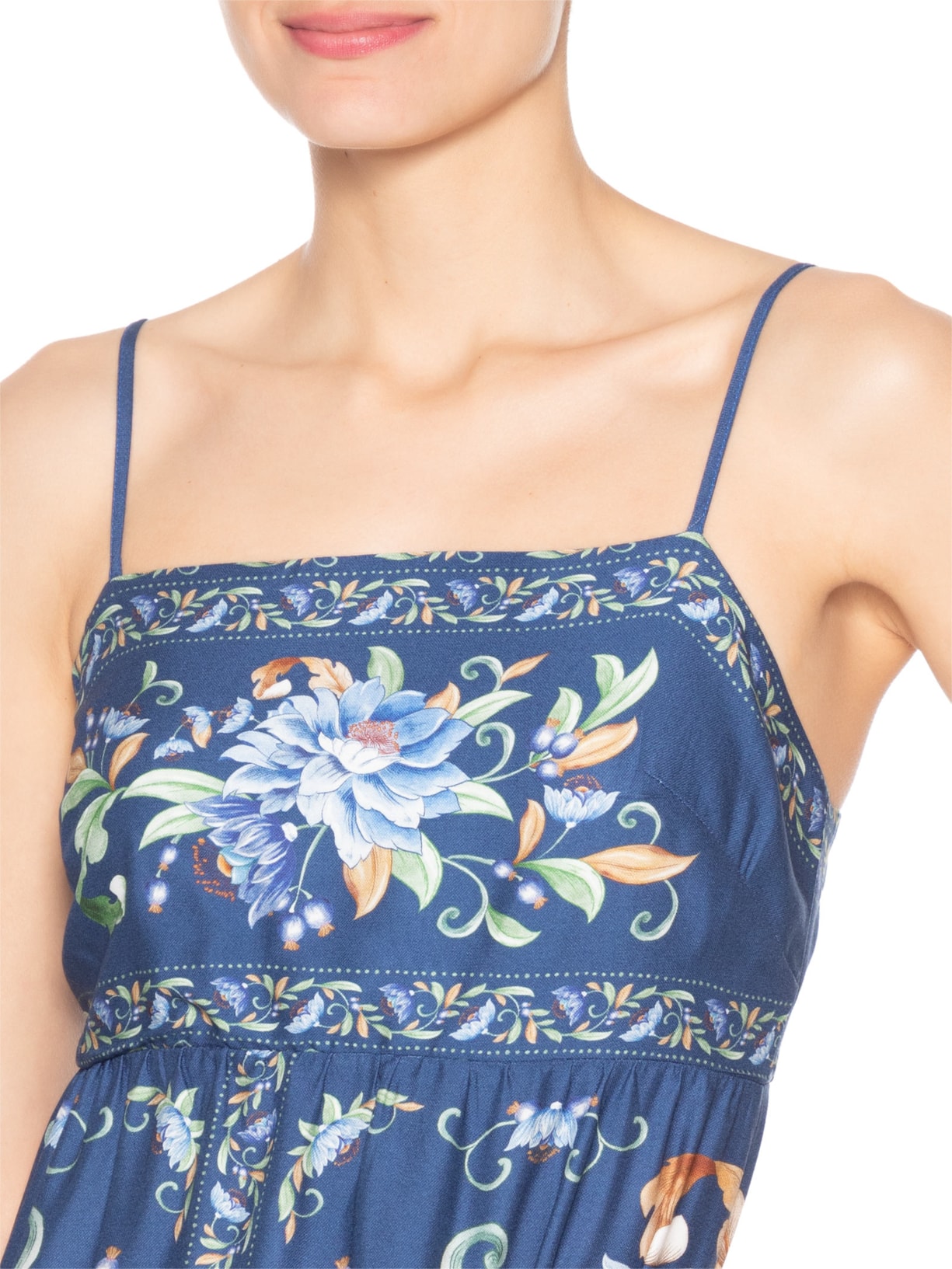 Vestido Alça Floral Ana Azul Farm