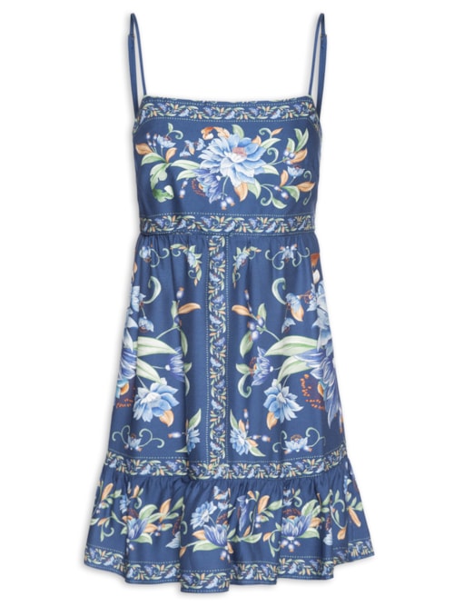 Vestido Alça Floral Ana - Azul