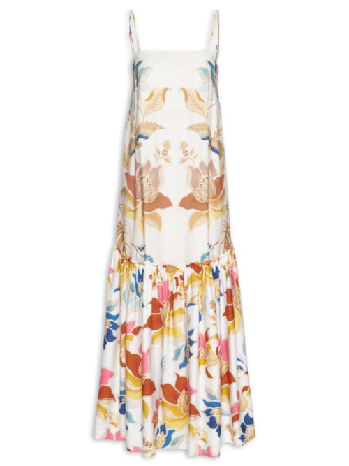 Vestido Alça Floral Majestoso - Amarelo
