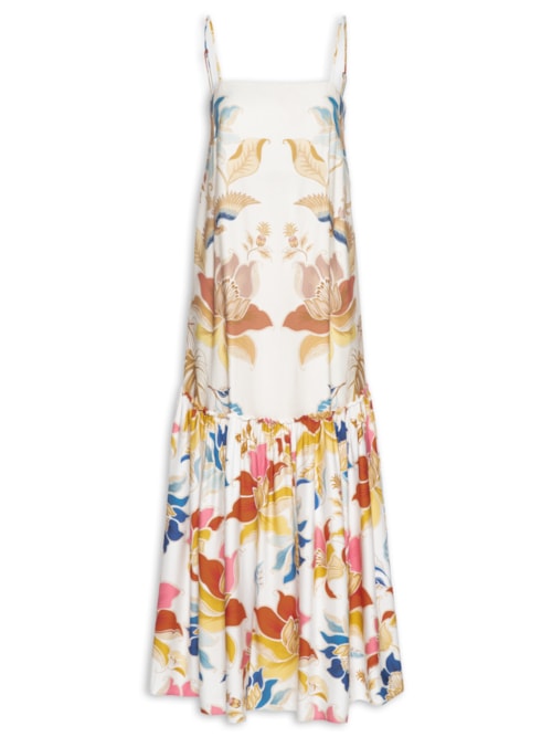 Vestido Alça Floral Majestoso - Amarelo