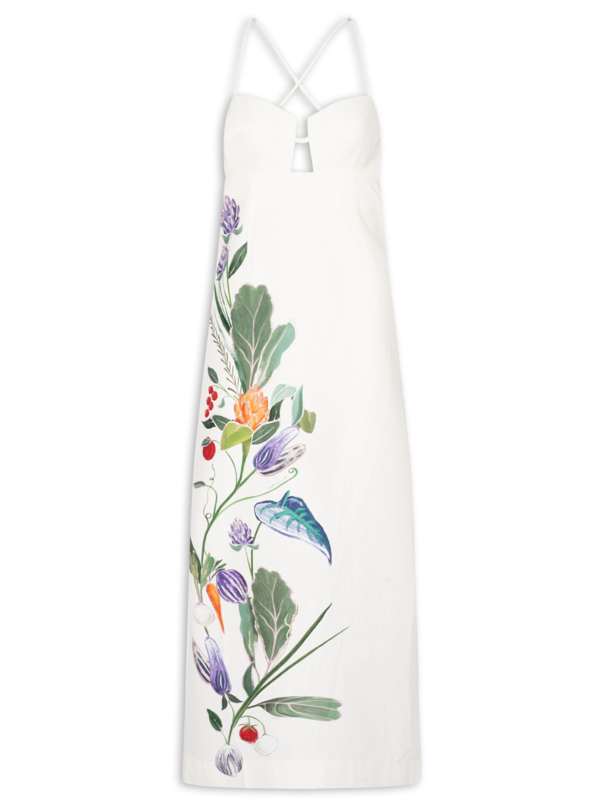 Vestido Alça Horta Tropical – Off White