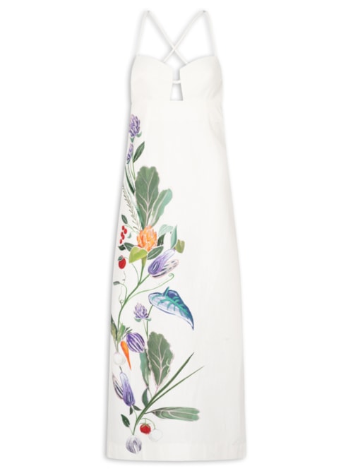 Vestido Alça Horta Tropical – Off White