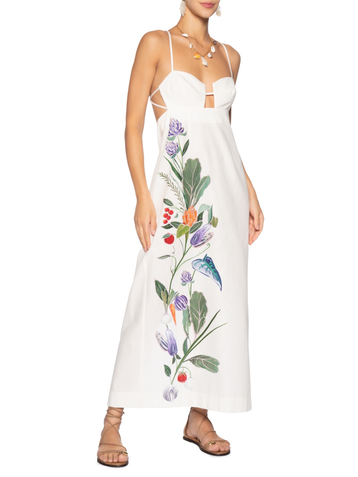 Vestido Alça Horta Tropical – Off White Farm
