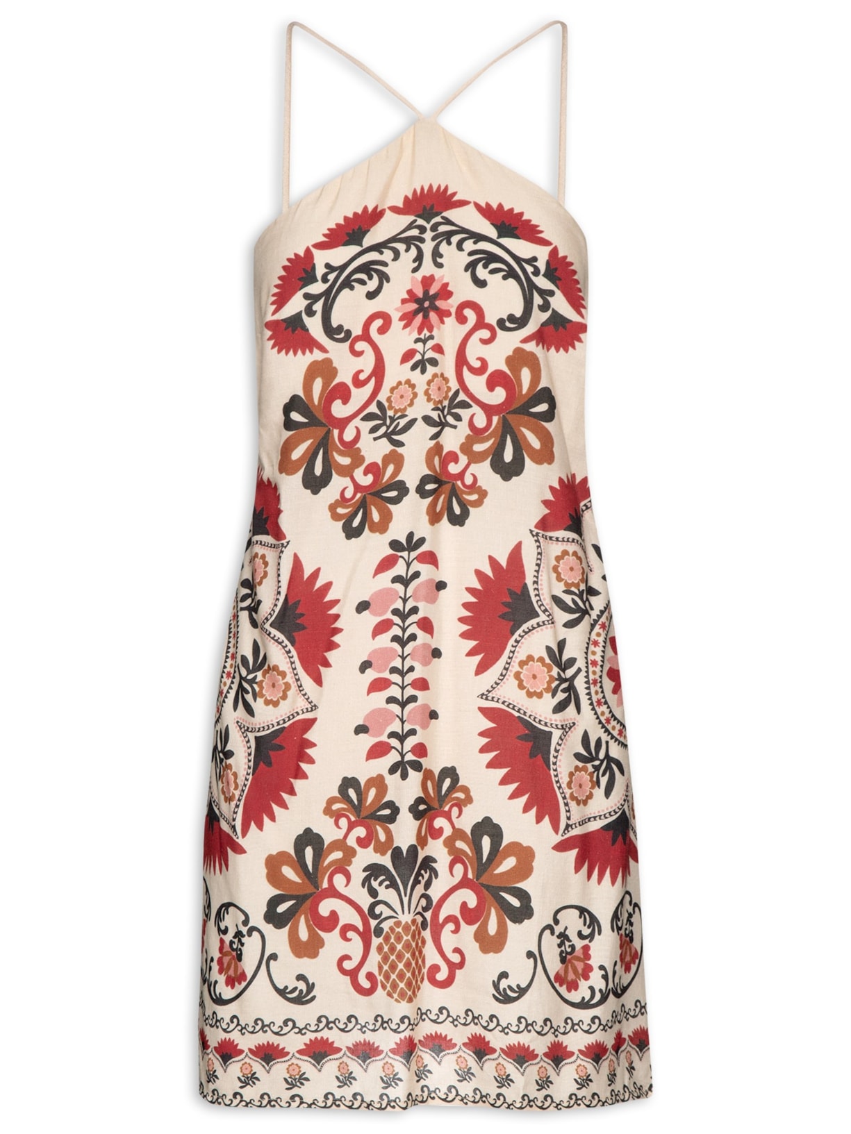 Vestido Alça Mandala De Caju - Vermelho