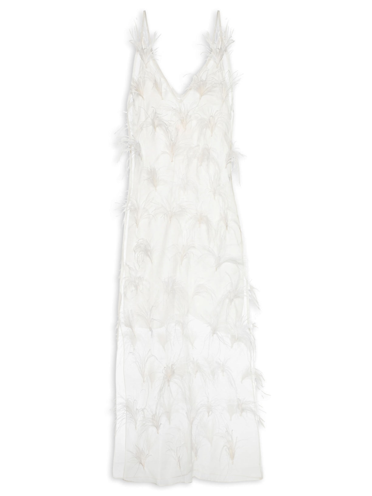 Vestido Alça Plumas - Off White