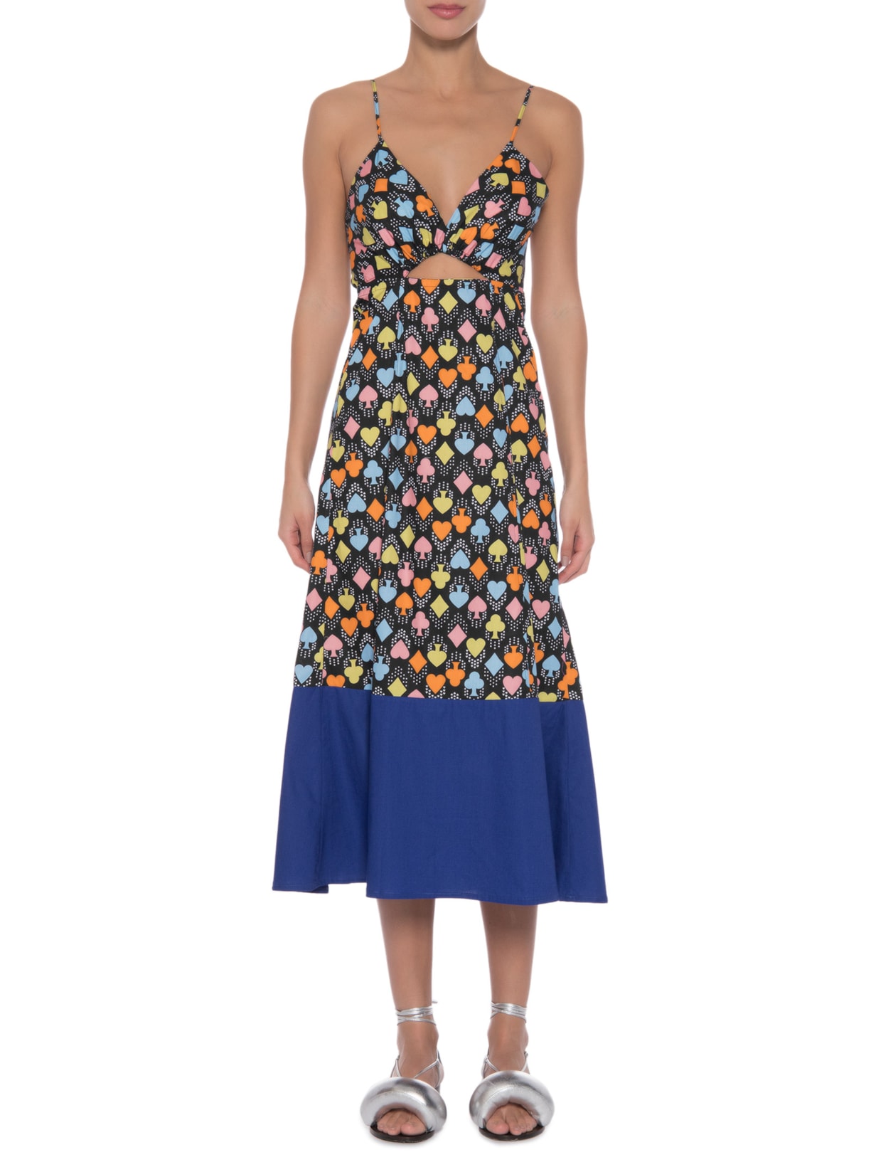 Vestido Alça Vazado Naipes Preto Gude