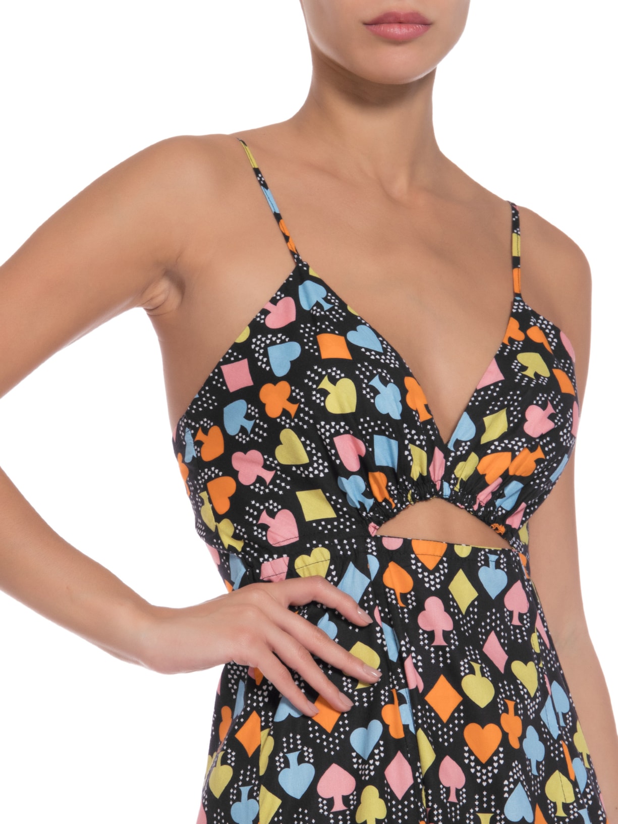 Vestido Alça Vazado Naipes Preto Gude