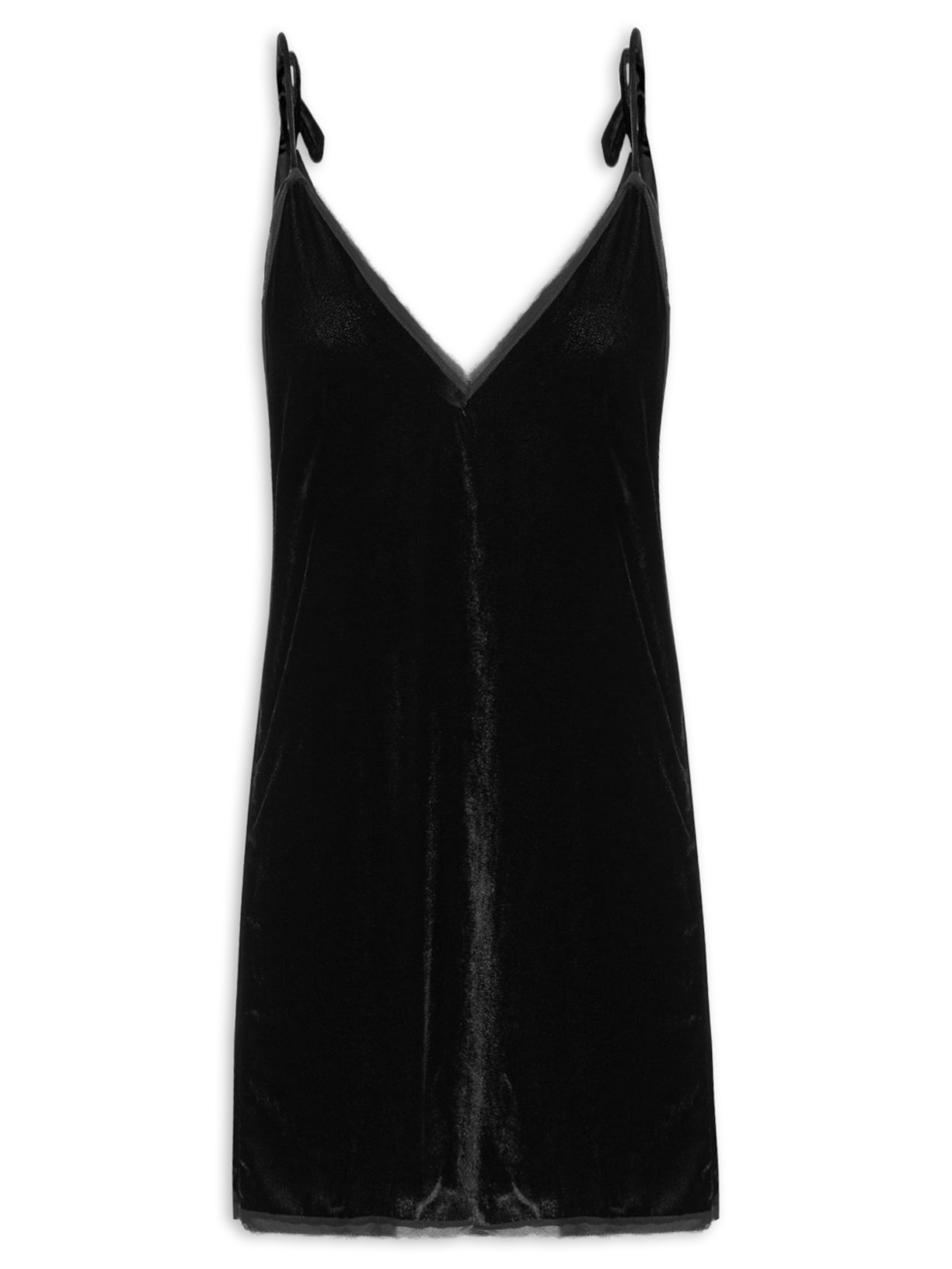 Vestido Alças Curto Velvet - Preto