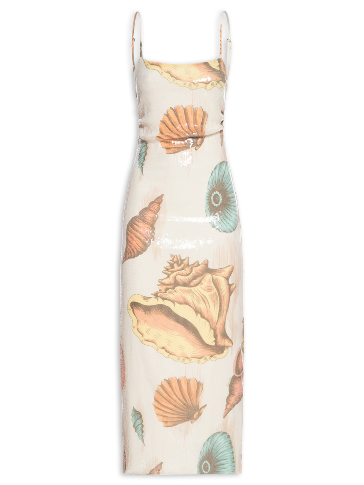 Vestido Alças Paetê Souvenir Mar - Bege