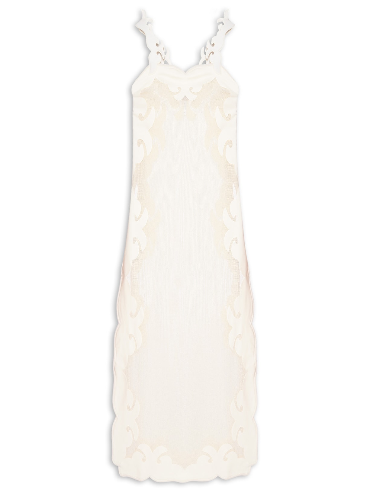 Vestido Alcinha Aplicação Rede - Bege