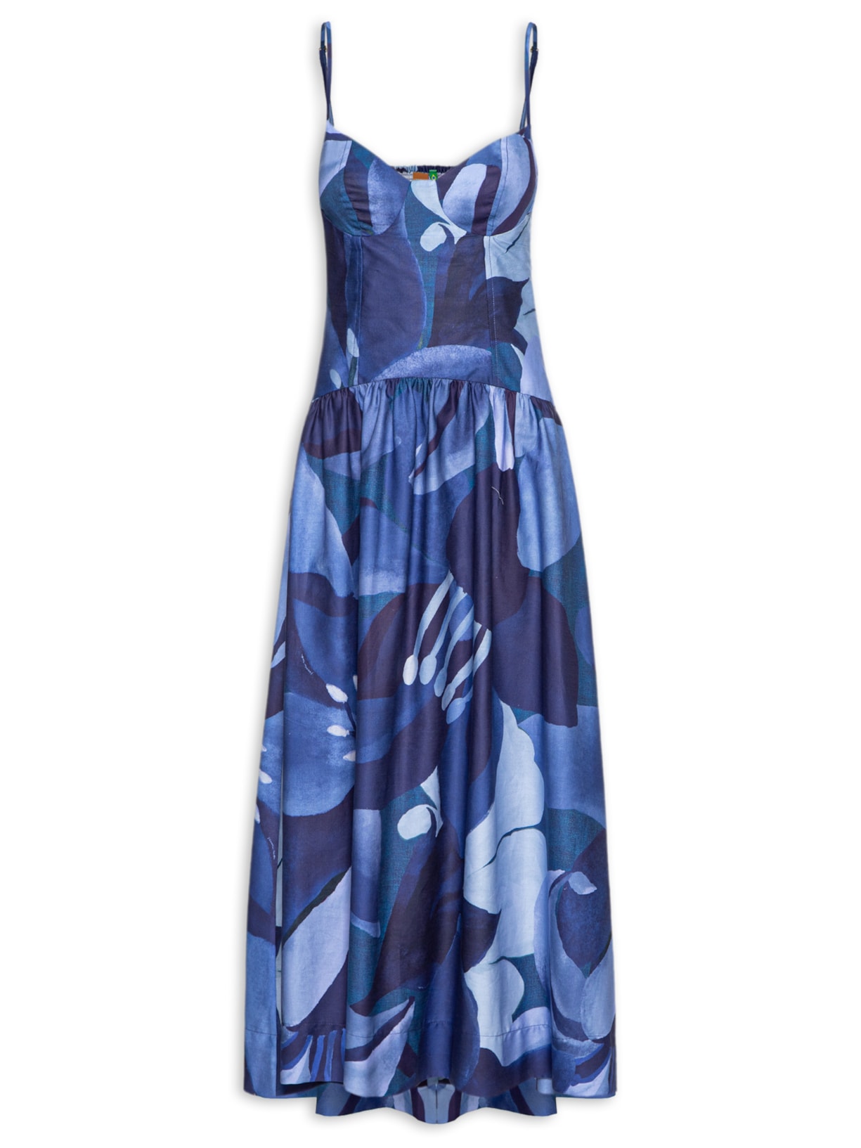 Vestido Alcinha Aquarela Floral - Azul