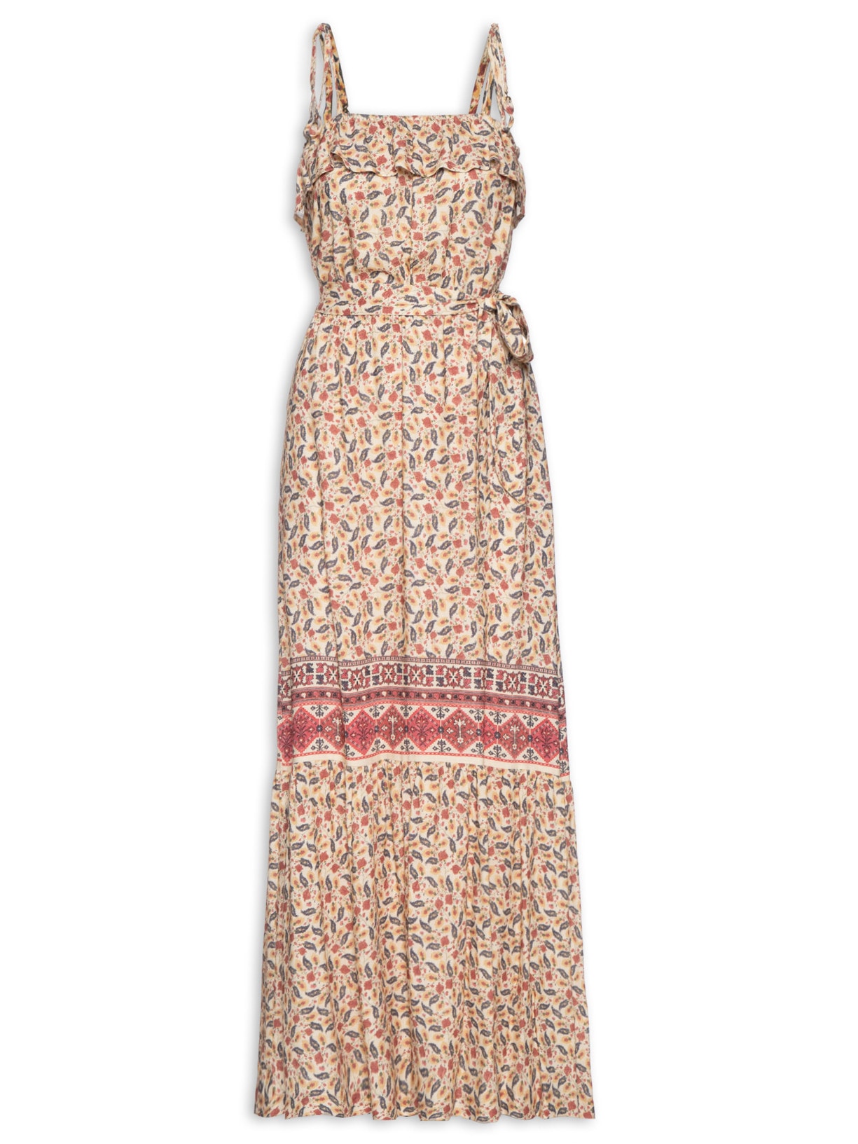 Vestido Alcinha Estampa Armênia - Bege