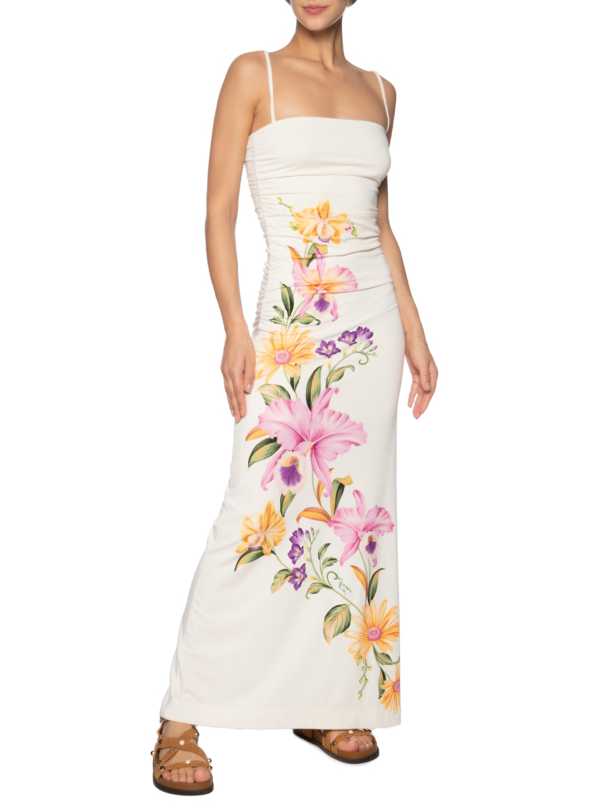 Vestido Alcinha Orquidário Off White Farm