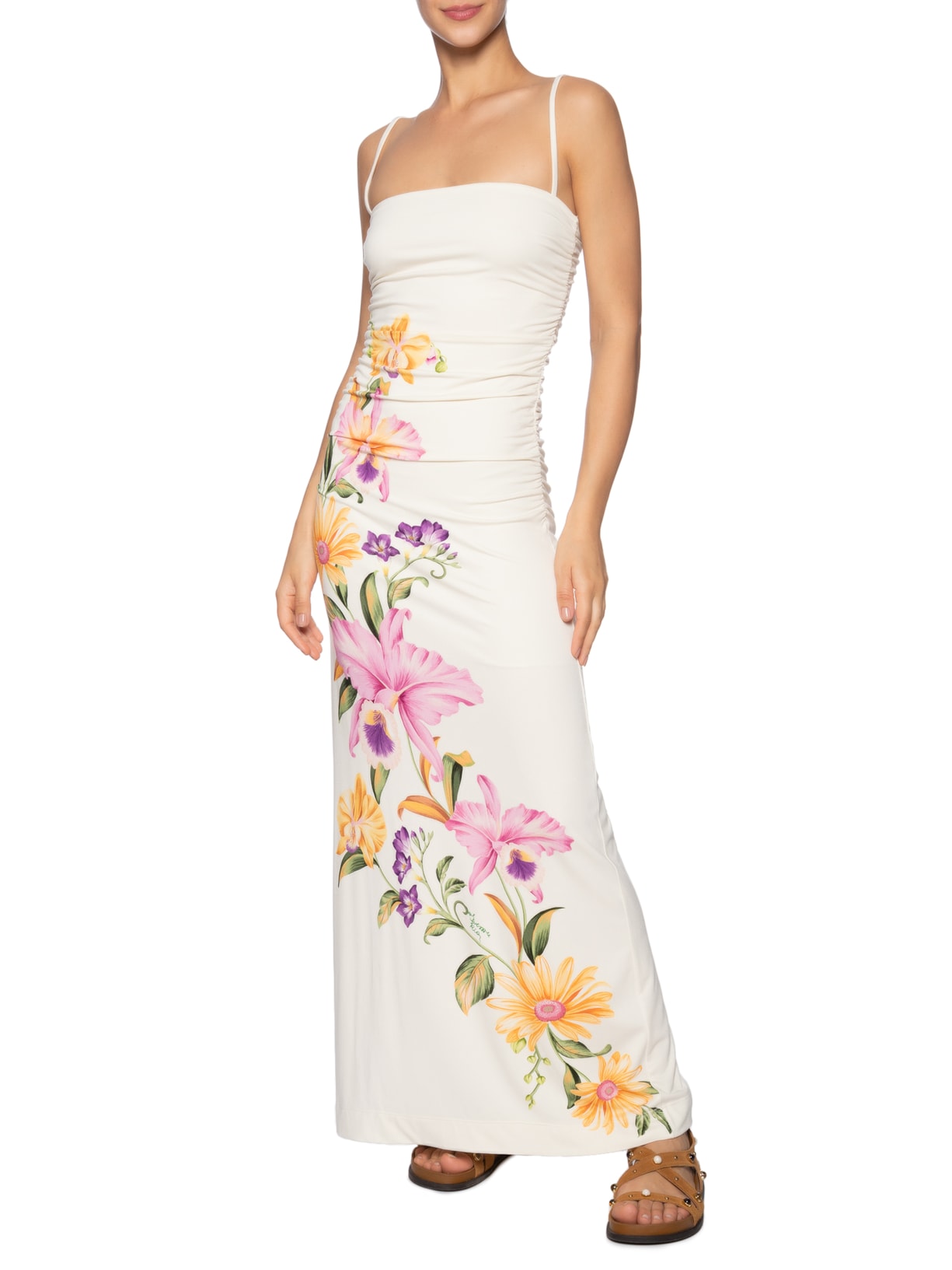 Vestido Alcinha Orquidário Off White Farm