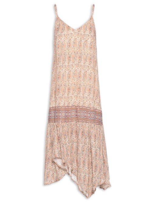 Vestido Alcinha Pontas Estampa Blink - Bege