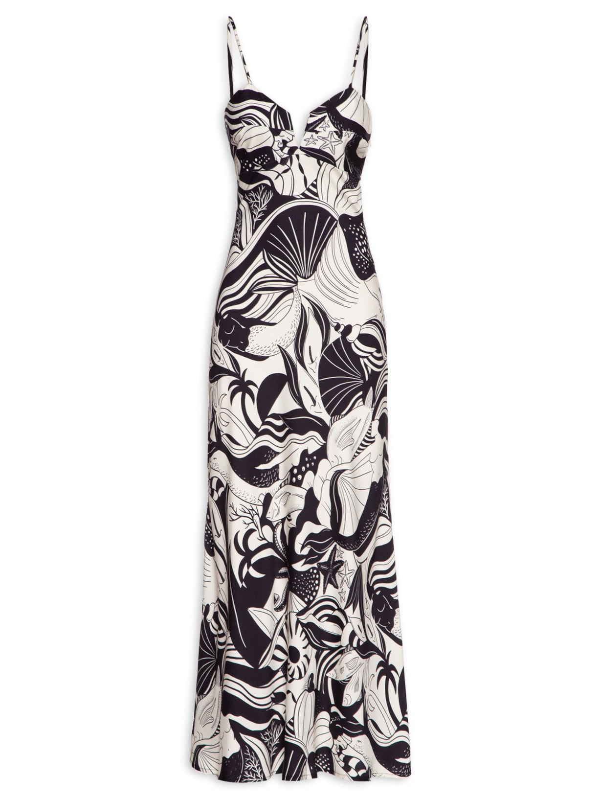 Vestido Alcinhas Festa de Mar Preto Farm