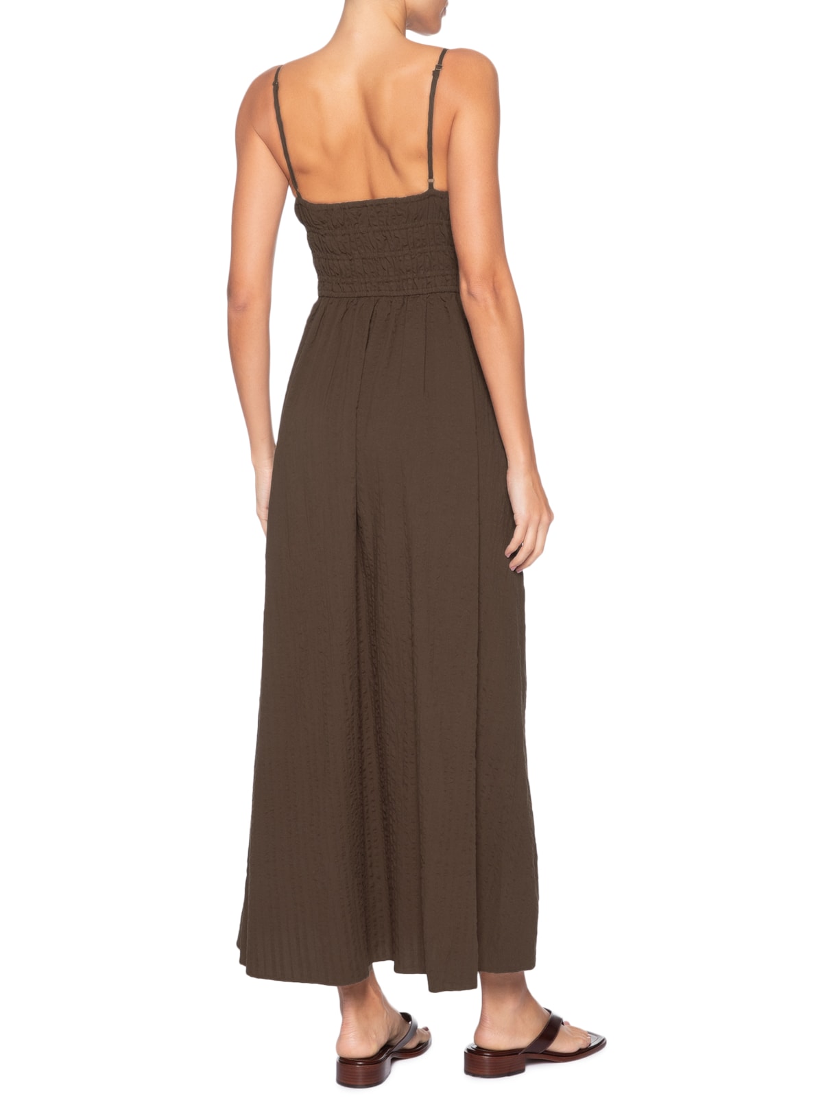 Vestido Alcinhas Midi Marrom Farm