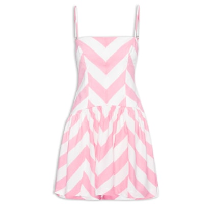 Vestido Alcinhas Mistura De Listra - Rosa