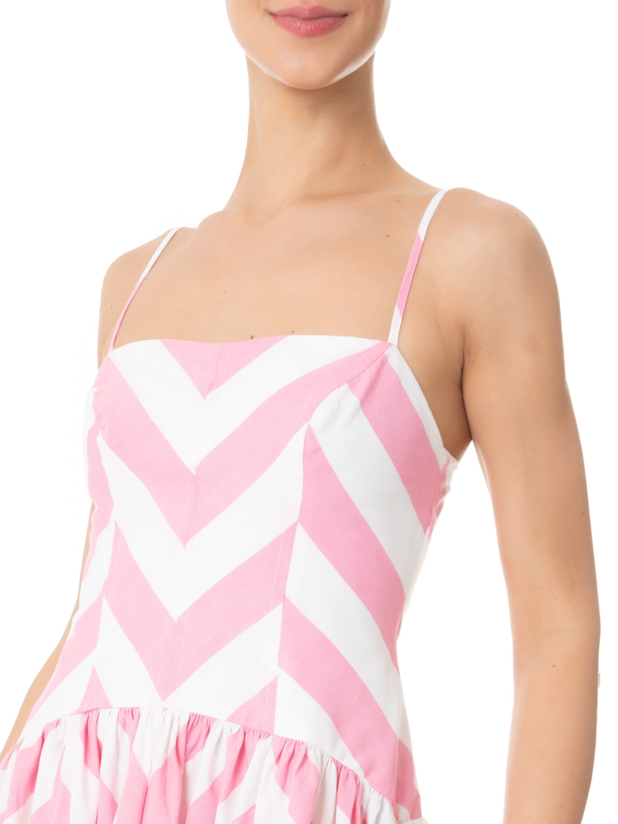 Vestido Alcinhas Mistura De Listra Rosa Farm