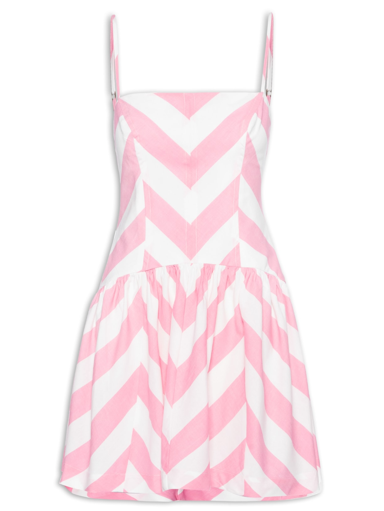 Vestido Alcinhas Mistura De Listra - Rosa