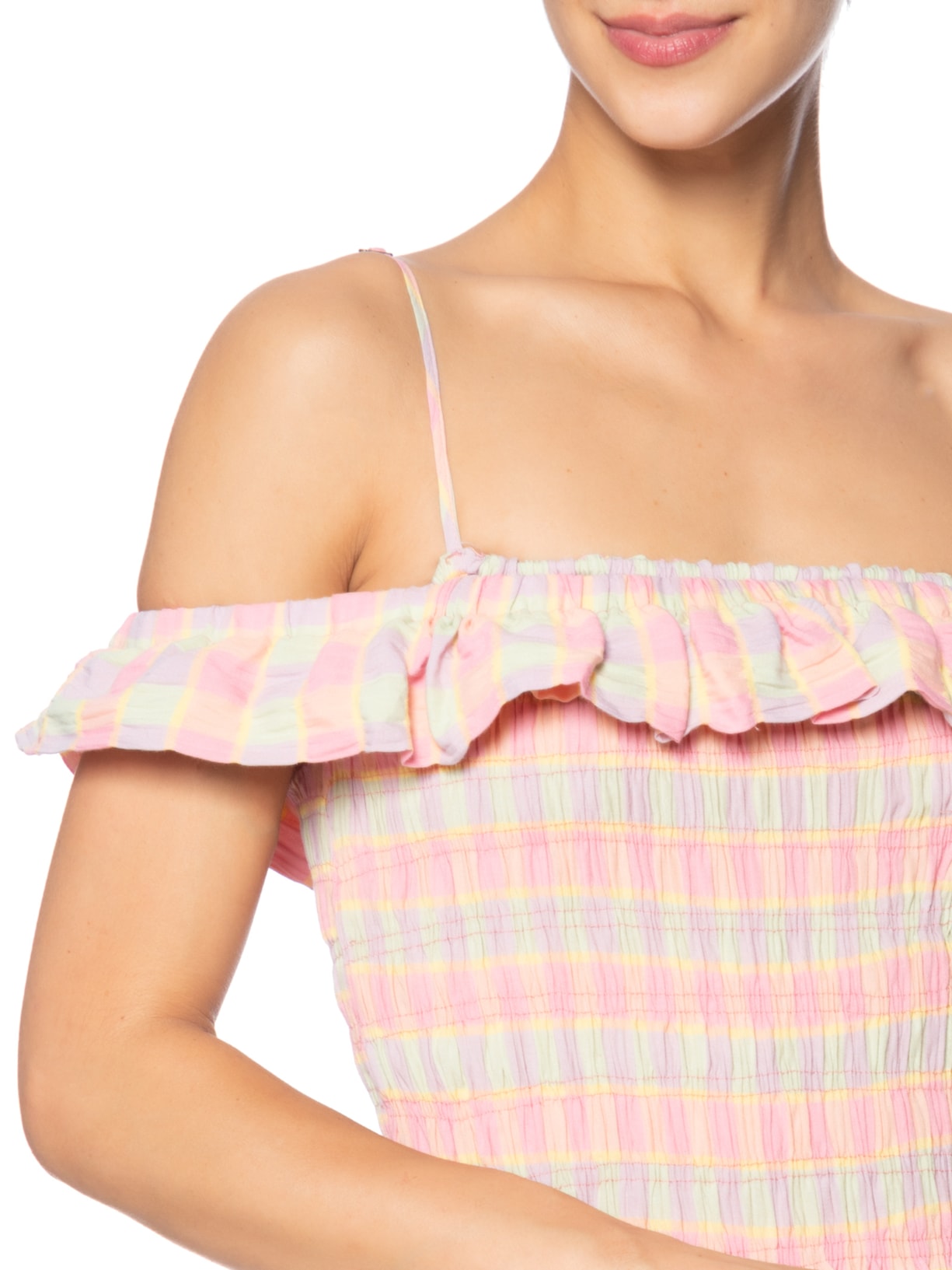 Vestido Alcinhas Xadrez Beija-Flor Rosa Farm