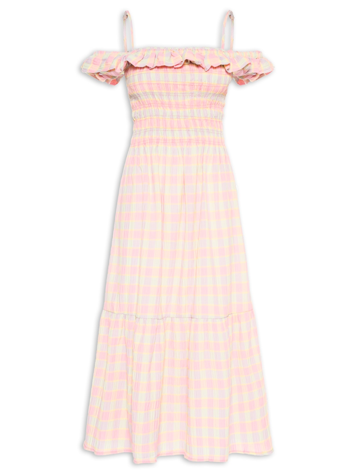 Vestido Alcinhas Xadrez Beija-Flor - Rosa