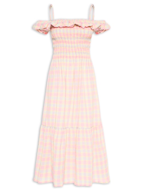 Vestido Alcinhas Xadrez Beija-Flor - Rosa