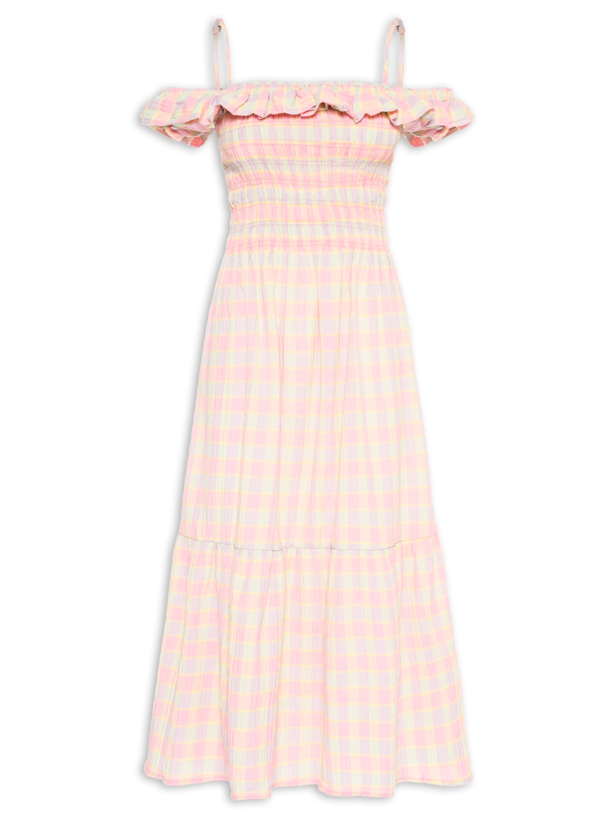 Vestido Alcinhas Xadrez Beija-Flor - Rosa