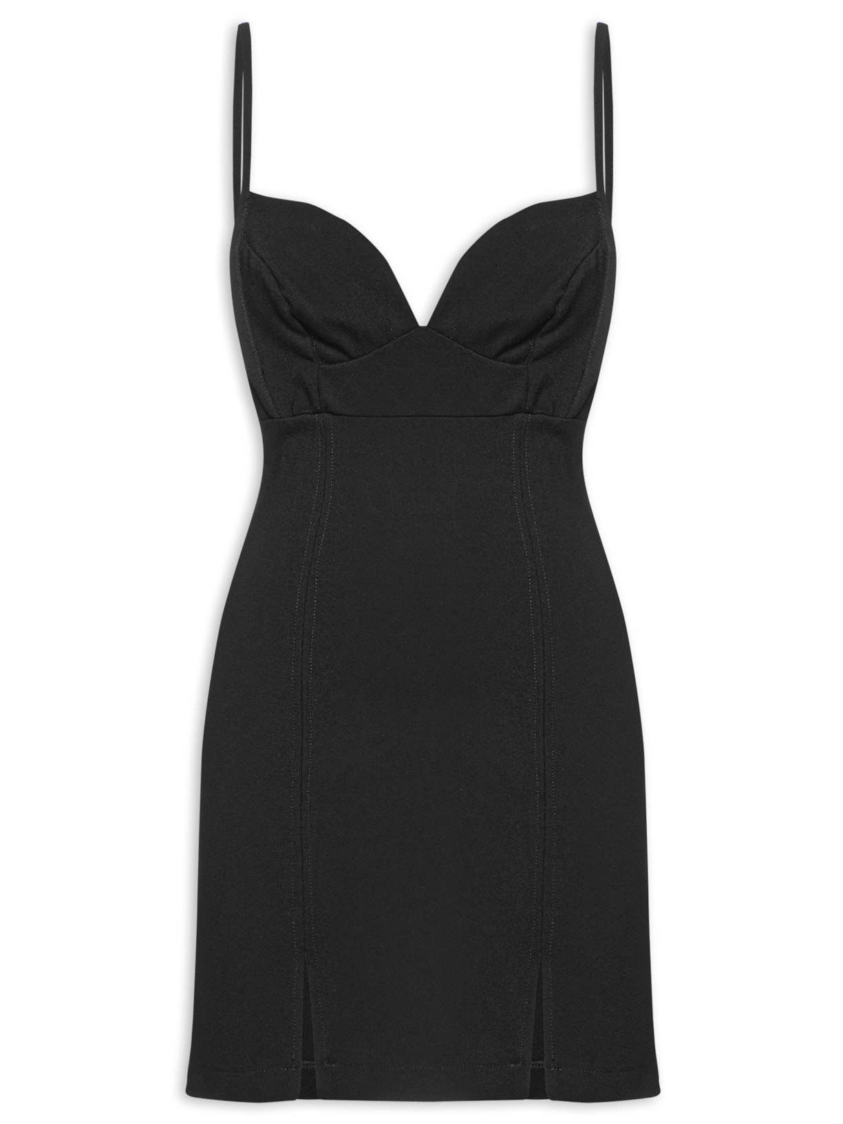 Vestido Alfaiataria Frisos - Preto