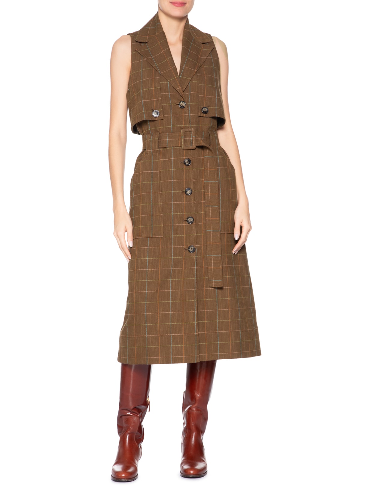 Vestido Alfaiataria Plus Bob Marrom Nk