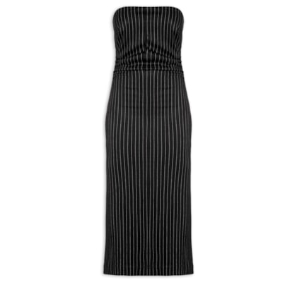 Vestido Alfaiataria Risca De Giz - Preto