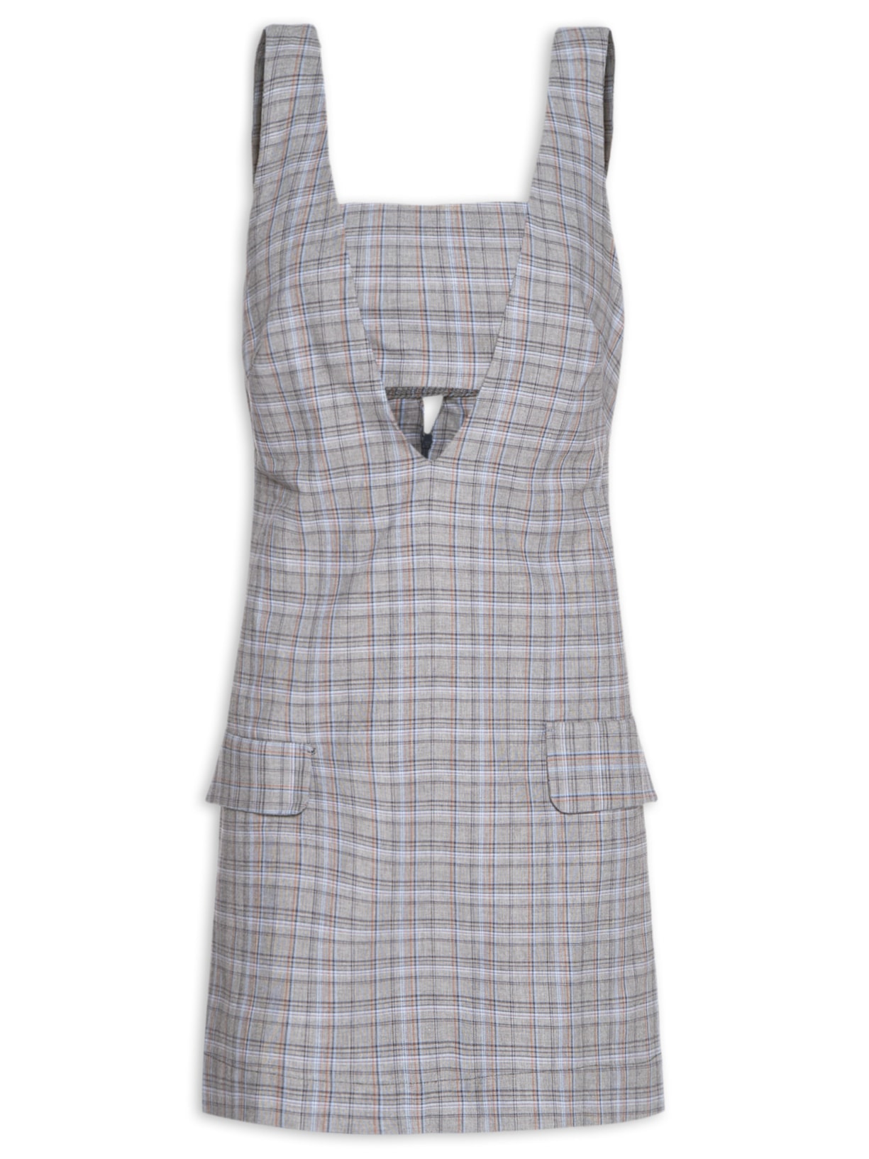 Vestido Alfaiataria Xadrez - Cinza