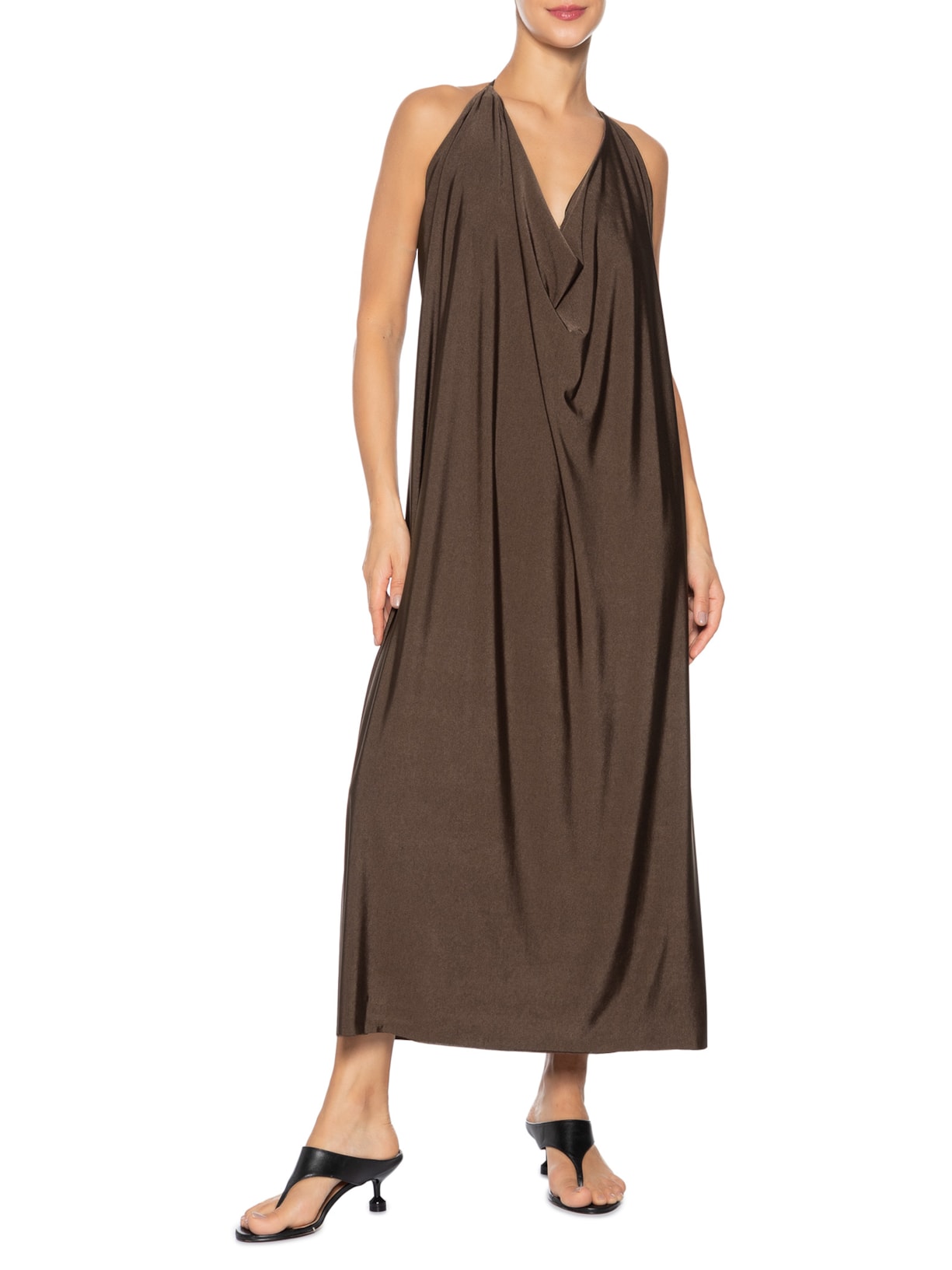 Vestido Alga Marrom Marina Bitu