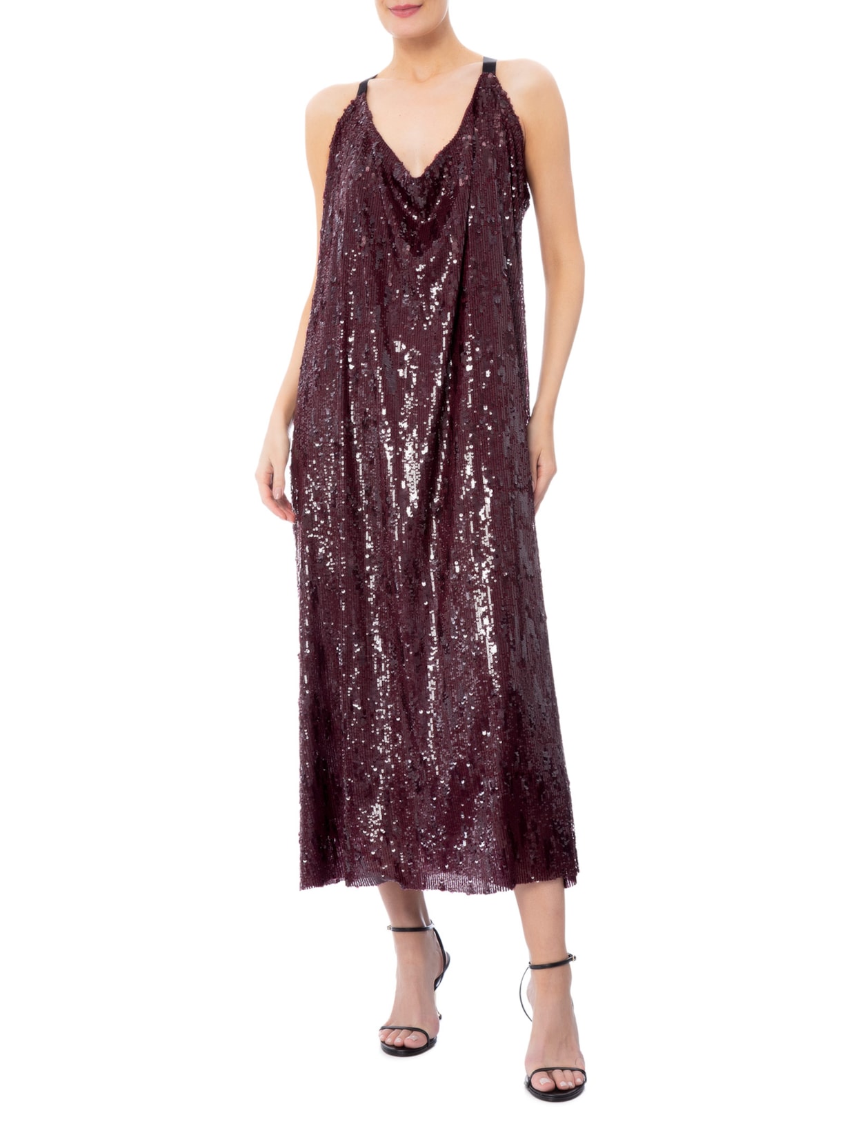 Vestido Alga Paetê Vermelho Marina Bitu