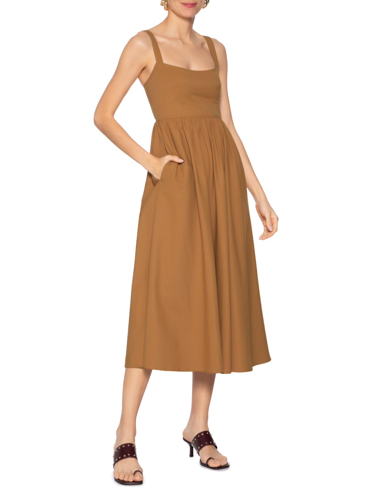 Vestido Algodão Gengibre Marrom Animale