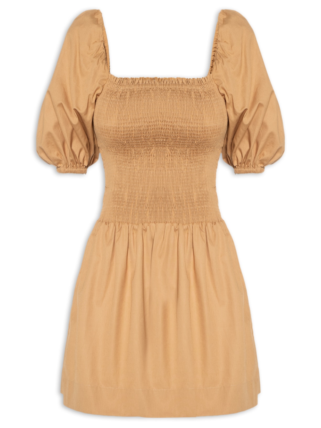 Vestido Algodão Lastex - Bege