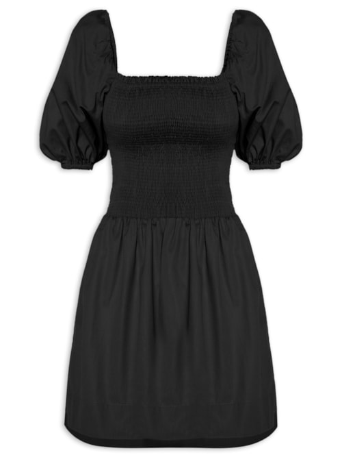 Vestido Algodão Lastex - Preto