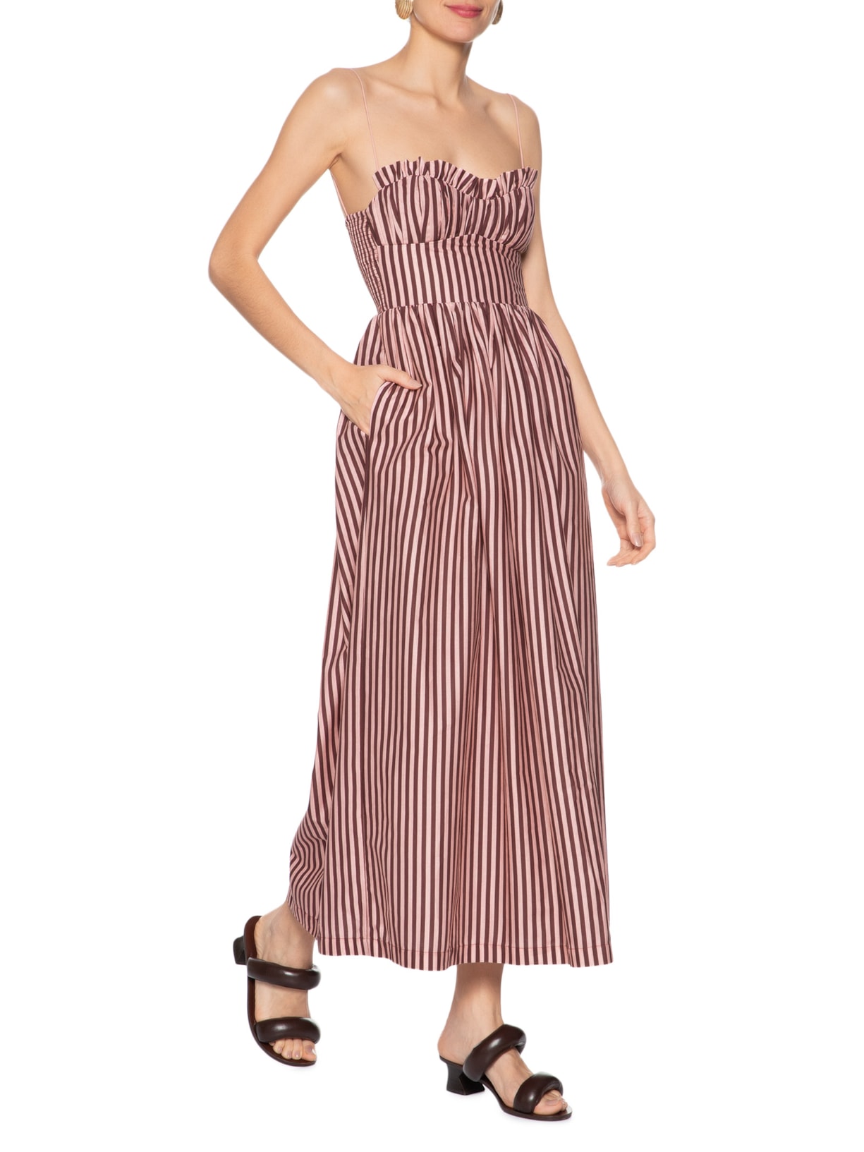 Vestido Algodão Listrado Rosa Paula Raia