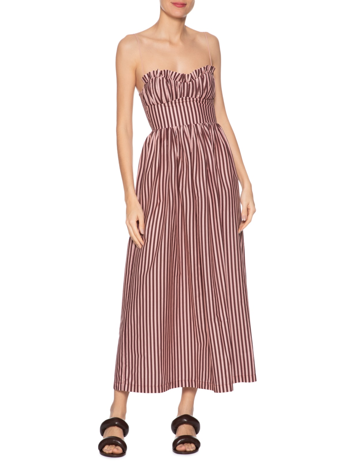 Vestido Algodão Listrado Rosa Paula Raia