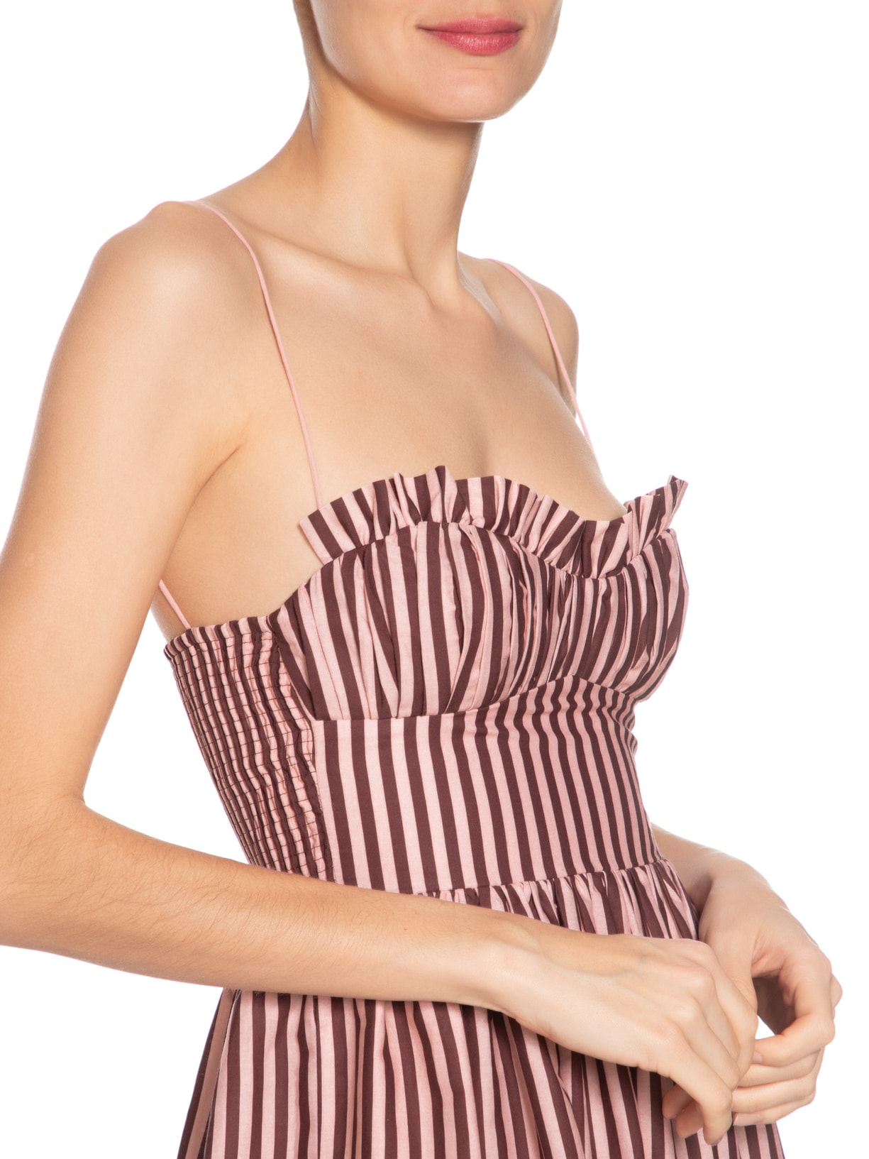 Vestido Algodão Listrado Rosa Paula Raia