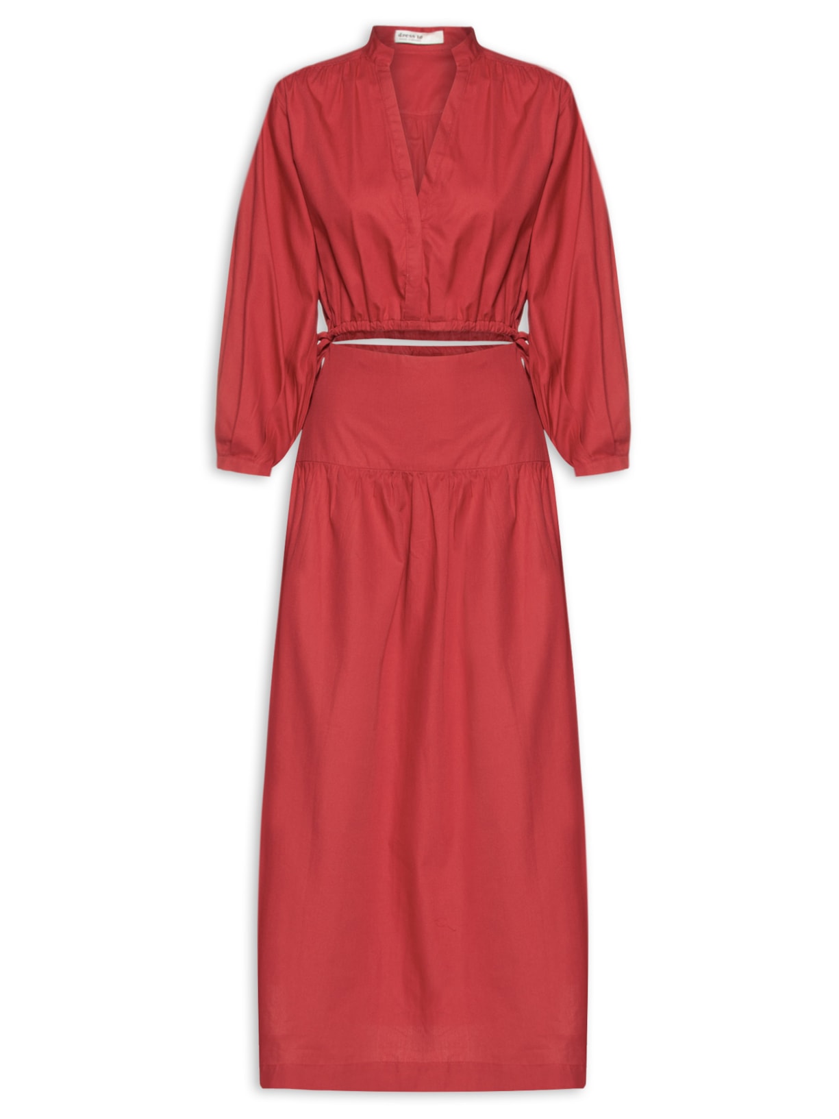 Vestido Algodão Midi 2 em 1 - Vermelho