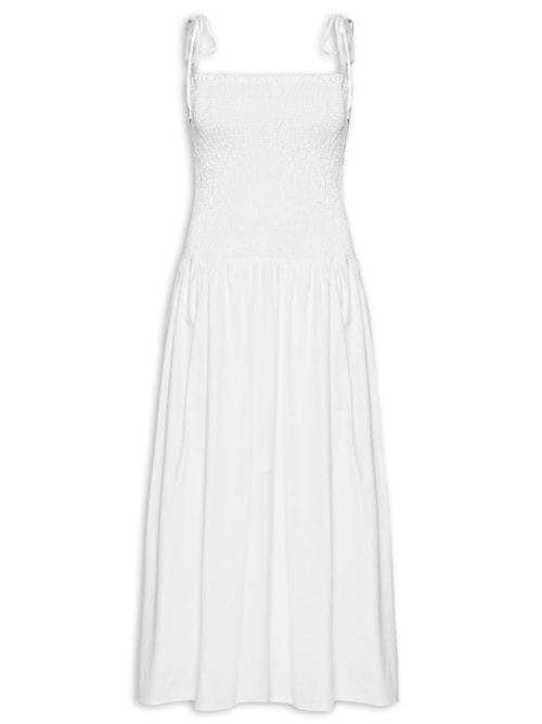 Vestido Algodão Midi Lastex - Branco