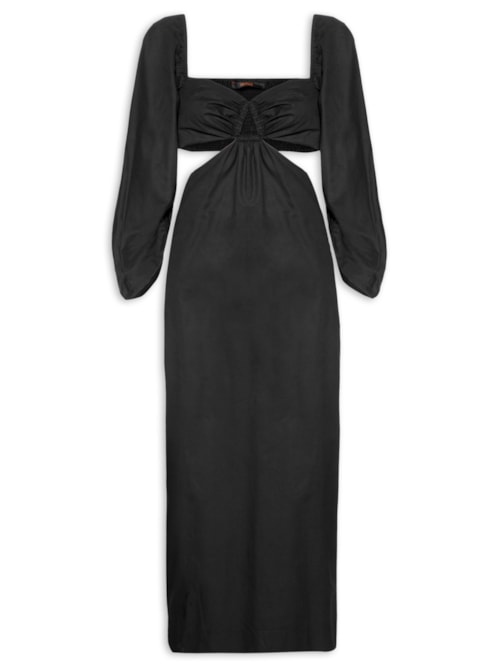 Vestido Amarração De Algodão - Preto