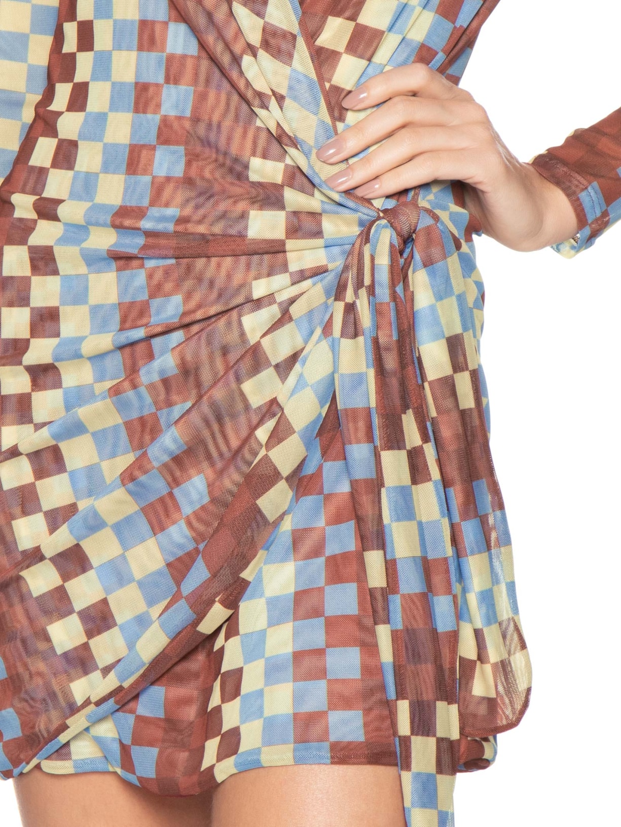 Vestido Amarração Tule Estampa Harmonia Marrom Dress To