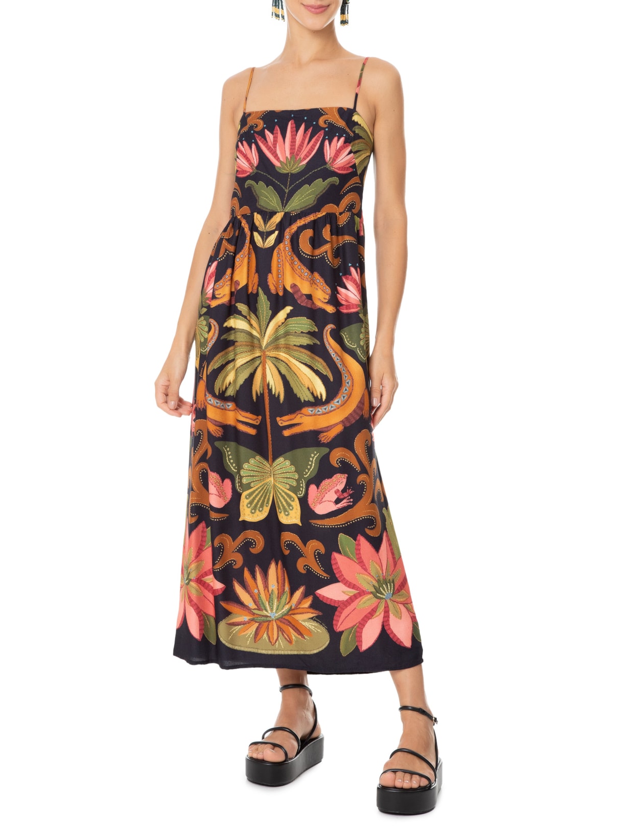 Vestido Amazônia Chic Preto Farm